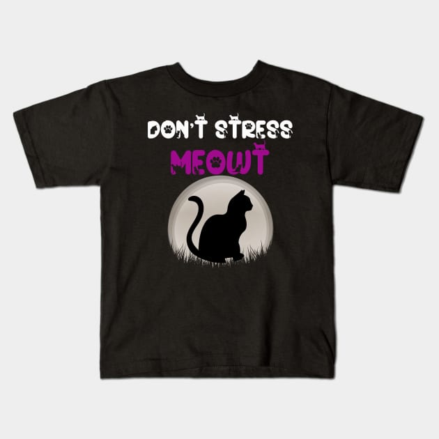 Don't Stress Meow Kids T-Shirt by kooicat